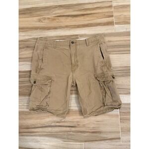 Levis Mens Cargo Shorts Tan Khaki Size W34 Multi Pocket Cotton Twill 13848-0001